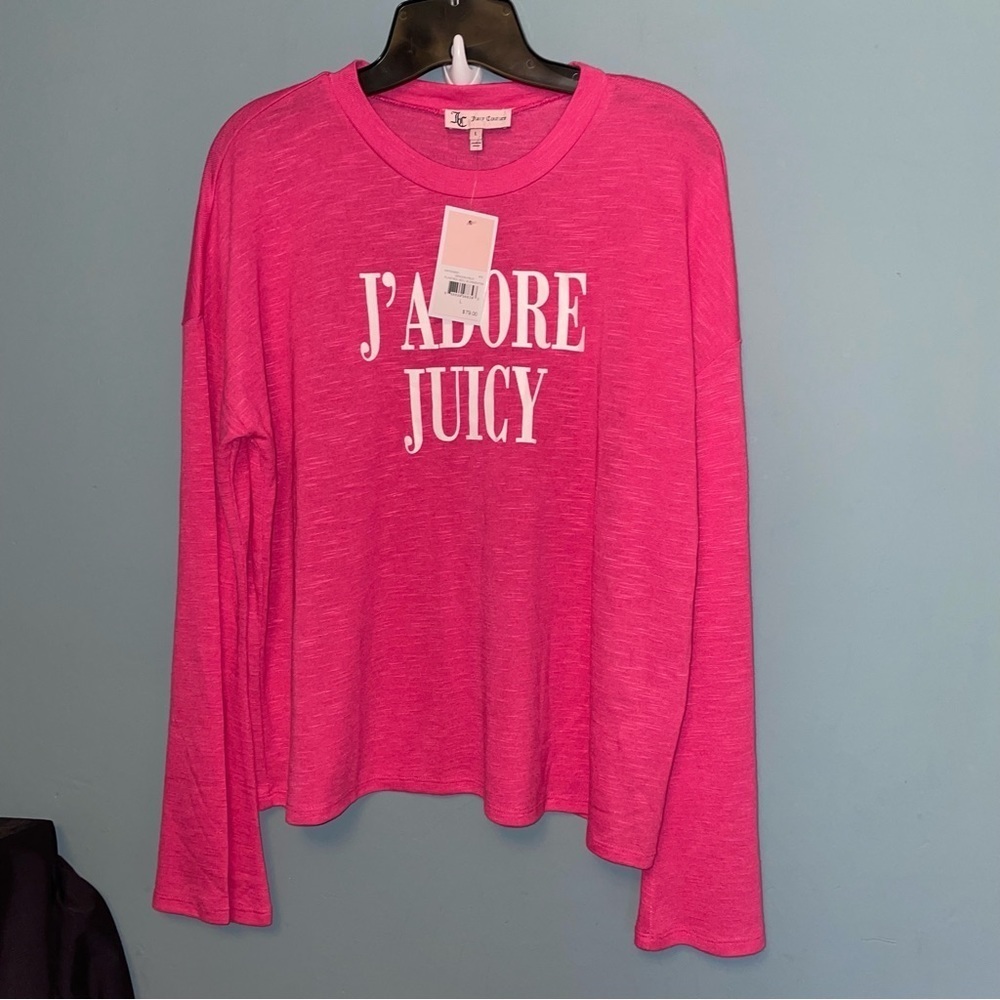 Juicy Couture Plastisol Bell Sleeve Sweater in Dragon Fruit Size Large